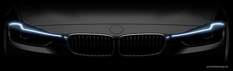 Front view of headlight design for zkw.